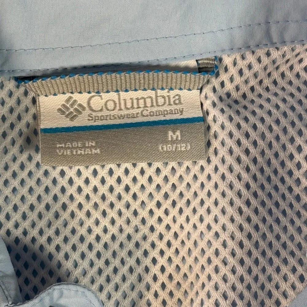 Columbia PFG Fishing Shirt Kids Medium 10/12 Blue Tamiami Long Sleeve UPF 40